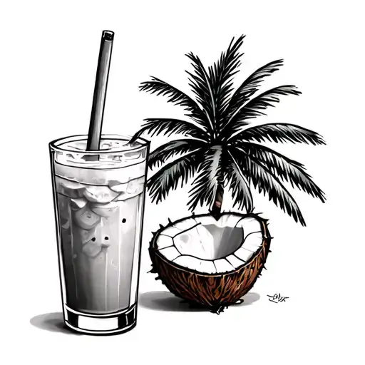 Small Palmtree And Coconutdrink