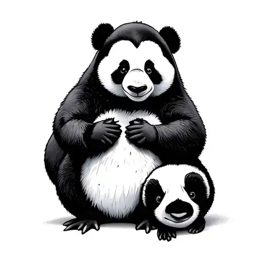 Penguin And Panda Sitting