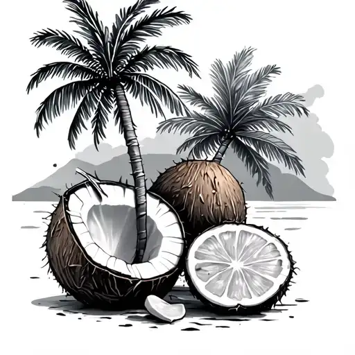 Small Palmtree And Coconutcocktail