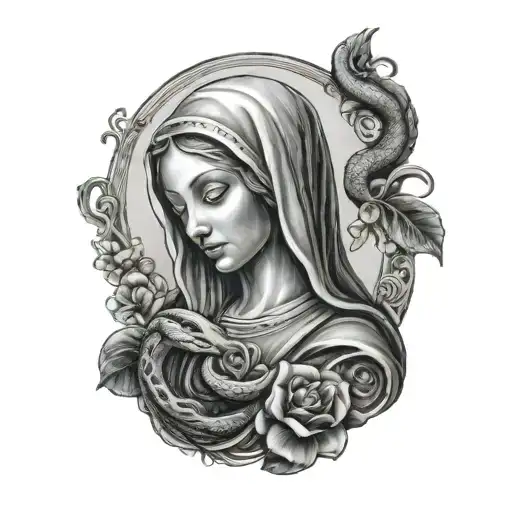 Virgin Mary And A Snake