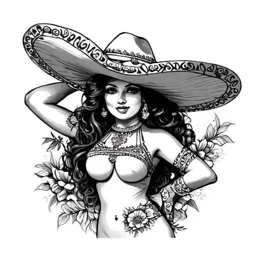 Cinco De Mayo Pinup Girl Full Body Traditional Style