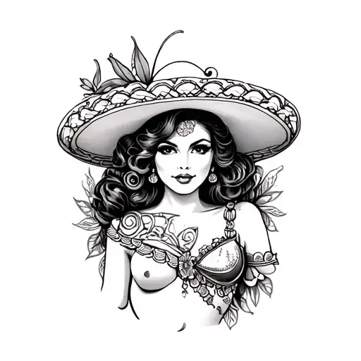 Cinco De Mayo Pinup Girl Full Body Traditional Style
