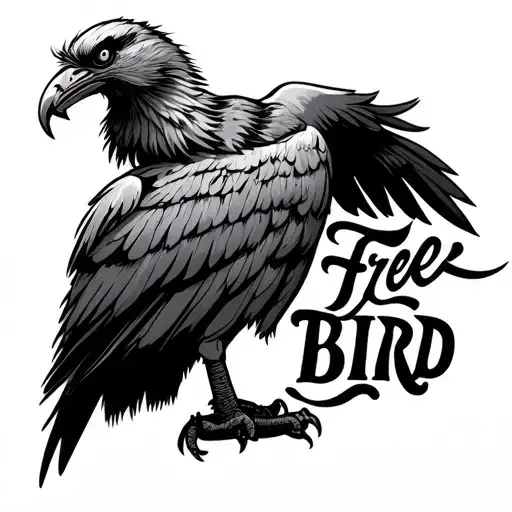 Big Fierce Bird With The Words Free Bird