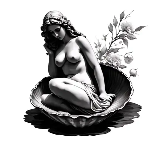 Aphrodite Sitting Inside A Shell