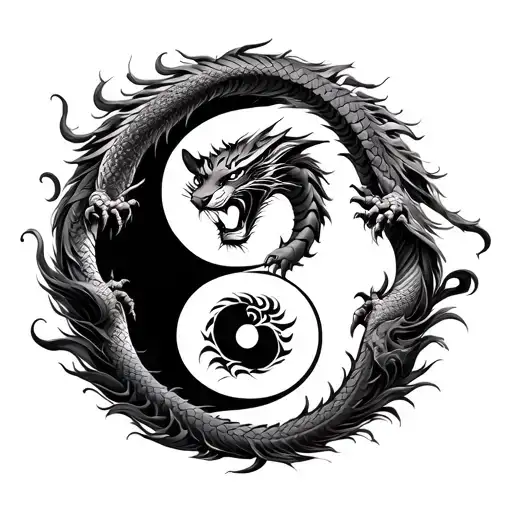 Tiger And Dragon Yin Yang Symbol