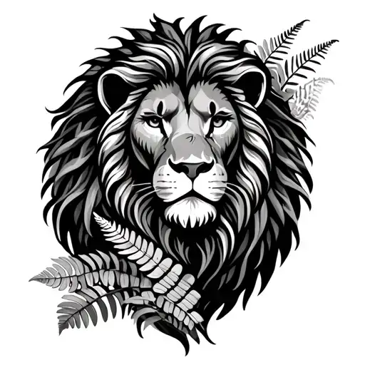 Lion And Fern Plant Intertwined Symbolizing New Zealand And South African Cultures Forearm