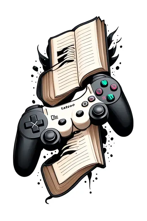 His And Her Tattoo Half Book Half Game Controller