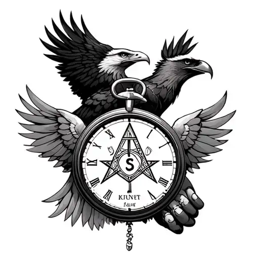 Illuminati Stopwatch And Eagle Holding