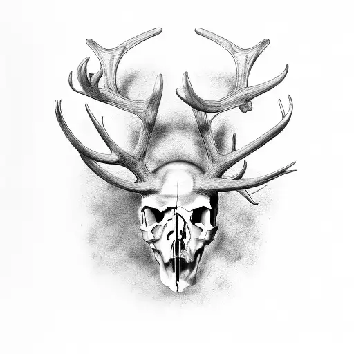 A Memorial Portrait Of Uncle Sonny With A Bear Skull And Antlers