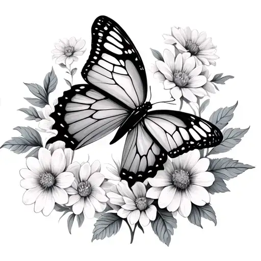 Butterfly Landing On Flowers