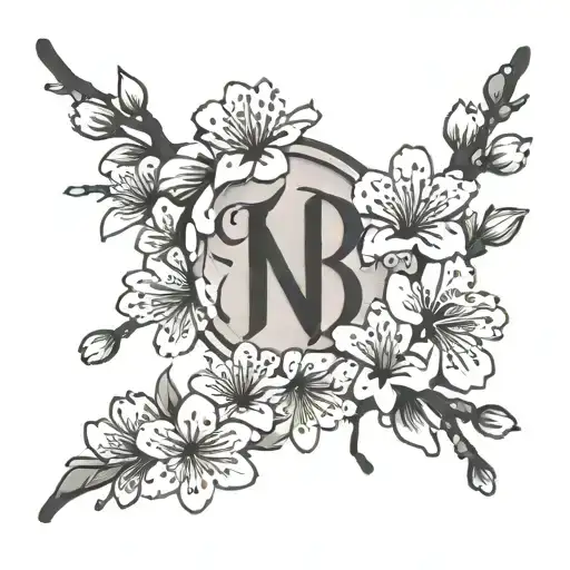 Cherry Blossom Branch Spelling Out The Word Courtney