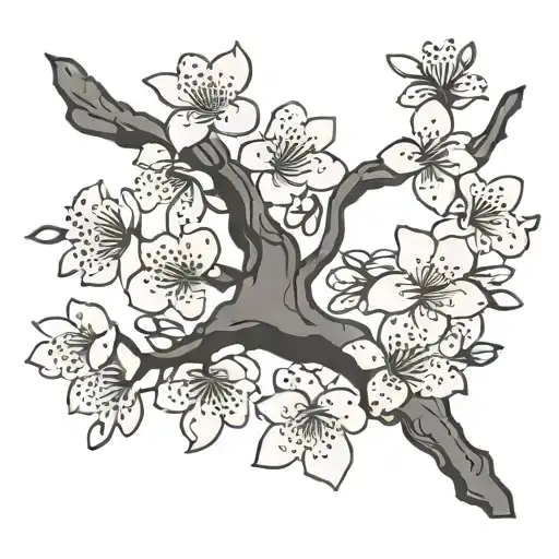 Cherry Blossom Branch Spelling Out Courtney