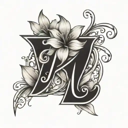 Cattaleya Flower Blooming With The Letter K In Cursive