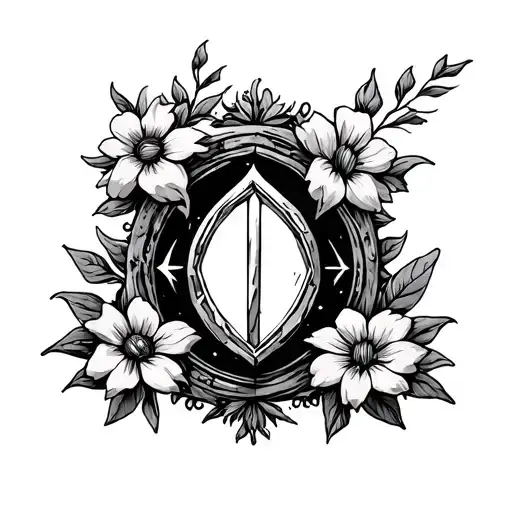 Philosophers Stone Symbol And Flowers