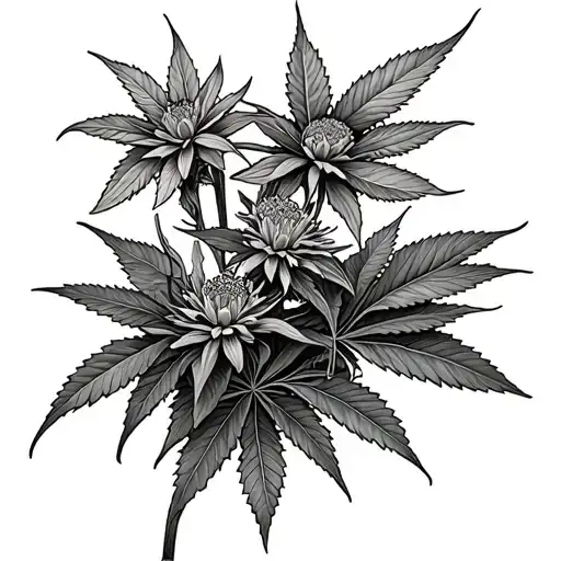 Cannabis Flowers Nature Black And White