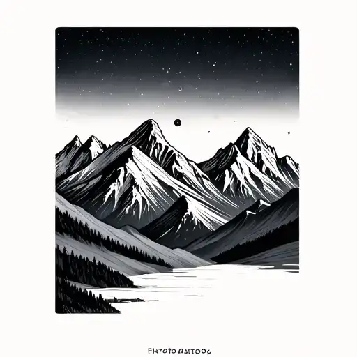 Fine Line Photo Frame With Mountain Peak