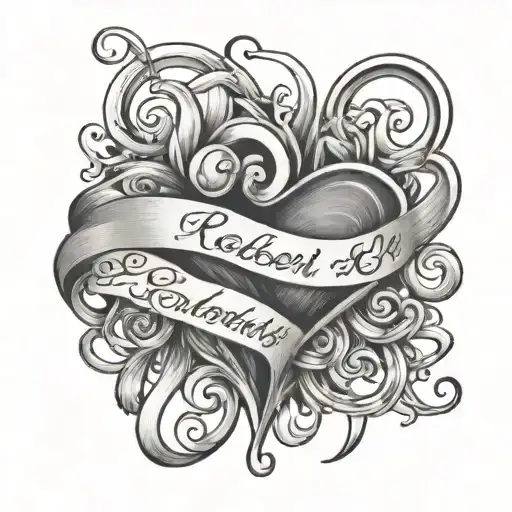 The Names Robert And Kimberly Connected With Eachother With A Heart In Cursive