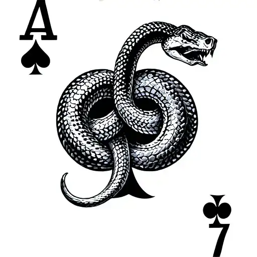 Ace Of Spades With Snake Intertwined