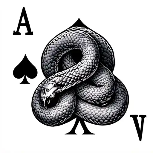 Ace Of Spades With Snake Intertwined