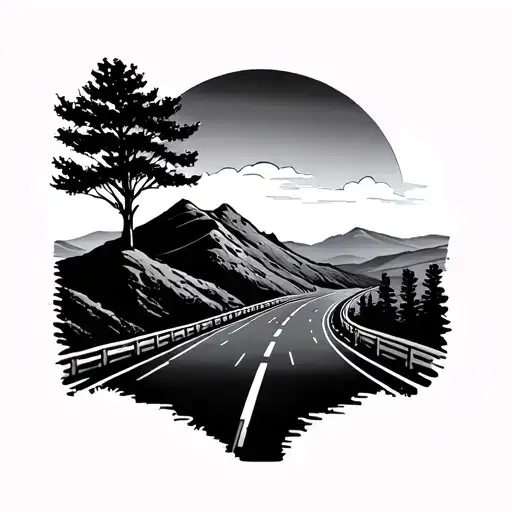 Highway Leading To A Hill