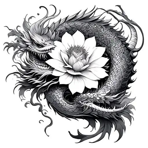 Mandala Flower And Japanese Dragon Wrapped