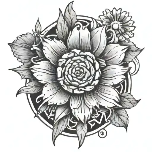 Roman Numerals With A Flower Above