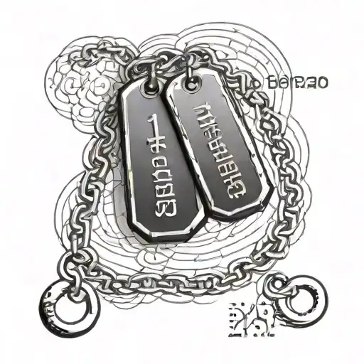 Dog Tags Attached To Chain With Date