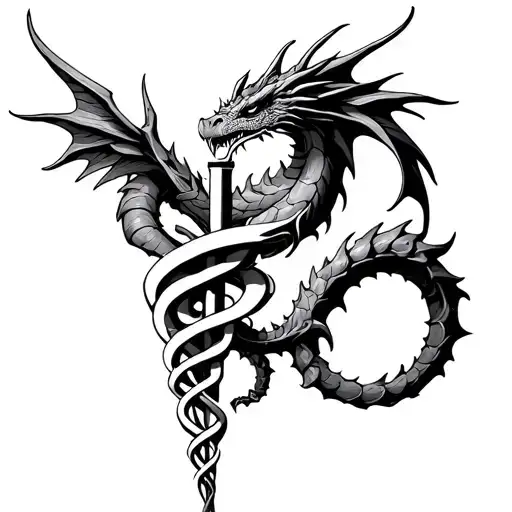 Hydra Dragon In The Shape Of The Caduceus