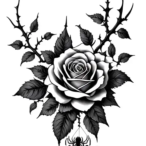 Roses And Vines With Thorns Going Down My Arm With A Spider