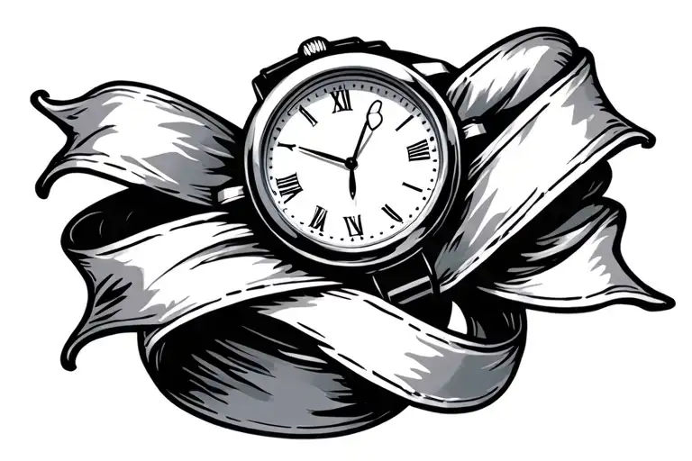 Watch With Ribbon Wrapped Loosely