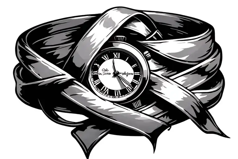 Watch With Cancer Ribbon Wrapped Loosely Wrapped