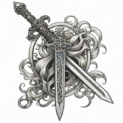 Sword Of Narsil With Evenstar Hanging From Hilt