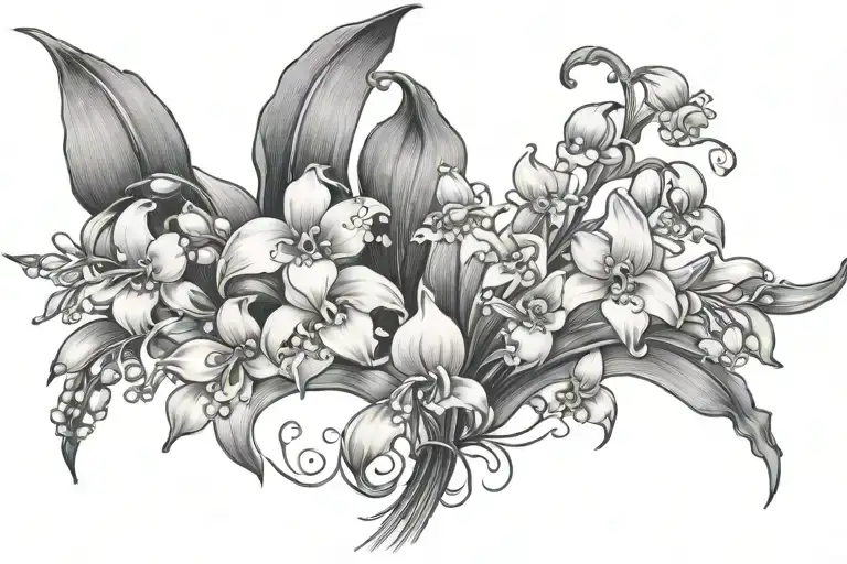 Back Tattoo With Lily Of The Valley Flowers