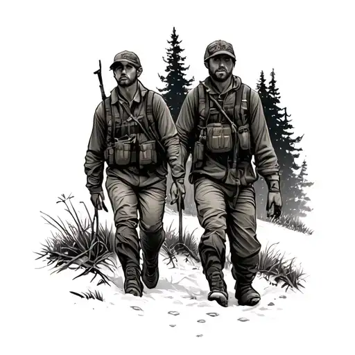 Hunting Buddy Walk In Woods Footprints