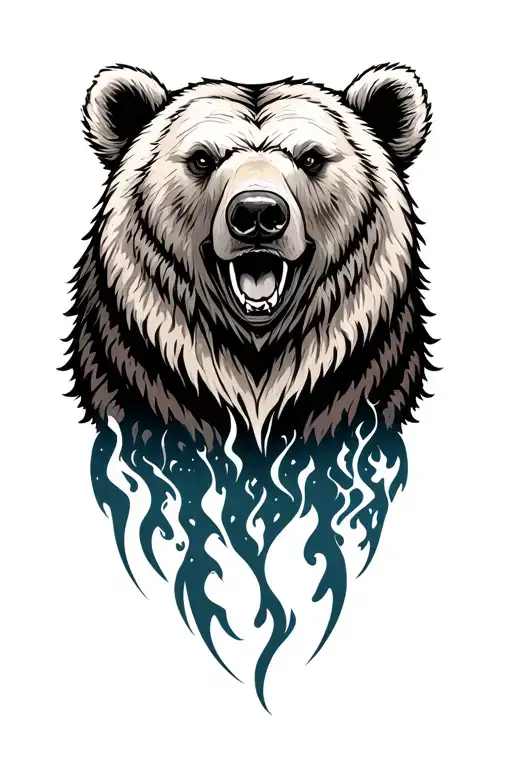 Bear Head With The North Wind Above It