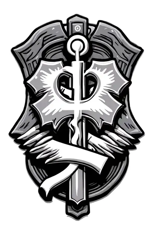 Combat Medic Badge & Cross Intertwined