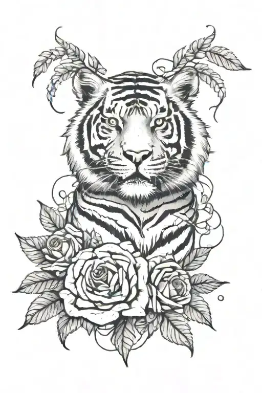 Tiger Scratch Mark And Rose Vine Wrapping