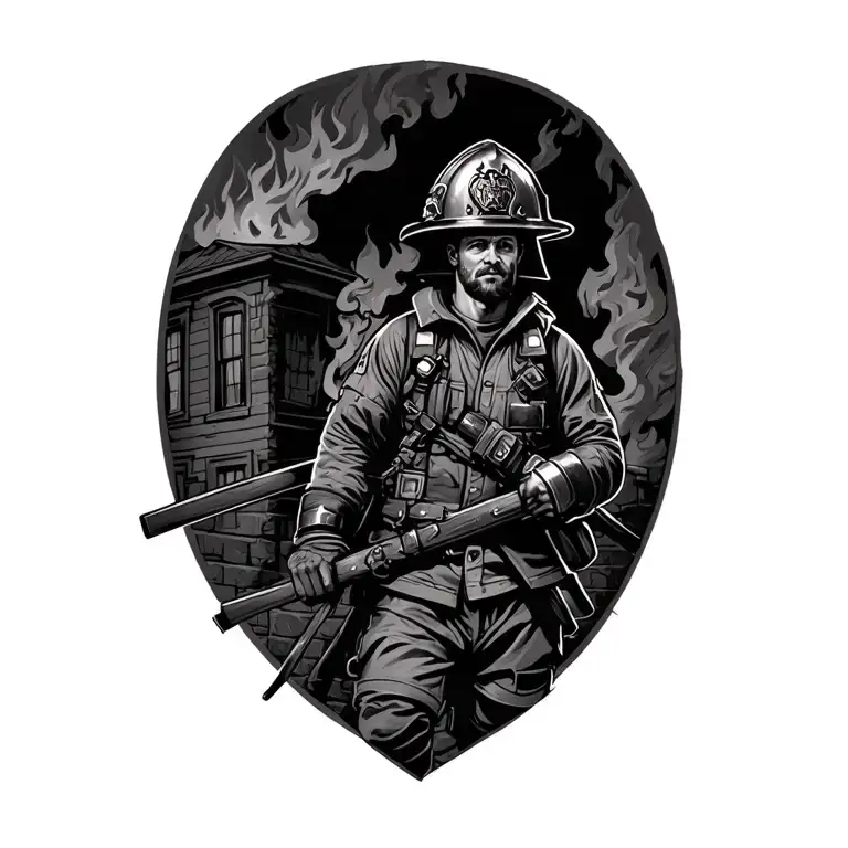 St Florian Firefighter With Burning House