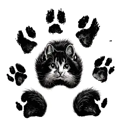 5 Cat Pawprints And 1 Squirrel Pawprint