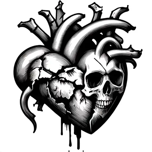 Broken Heart With Skull