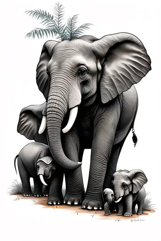 Elephant And Babies
