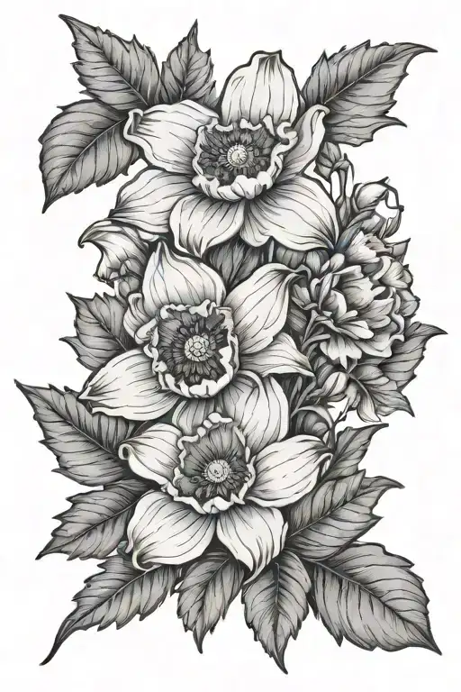 Poppy Flower Daffodil And A Holly Flowers