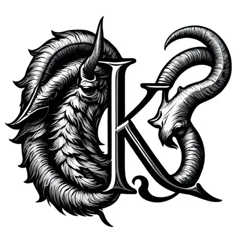 Capricorn Symbol With Letter K