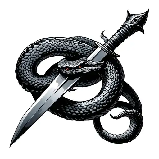 Snake Wrapping Around Sword Wrapped