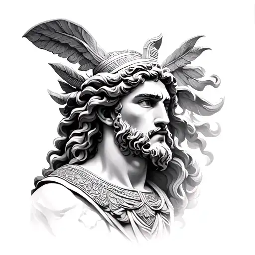 Greek God And Fethers Turning