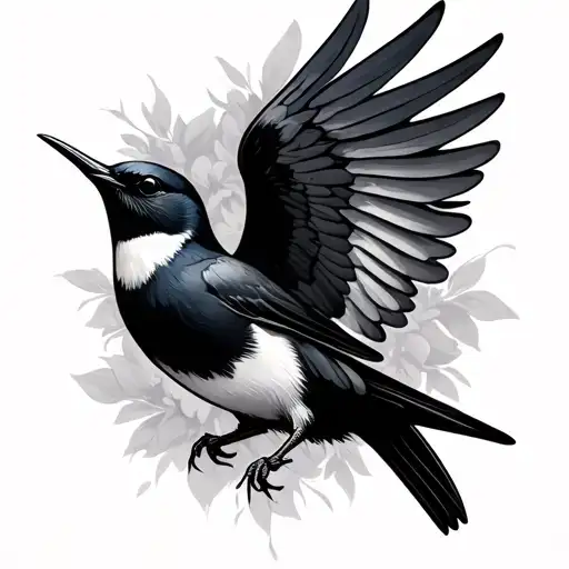 Minimalist And Realistic Style Swallow With Wings