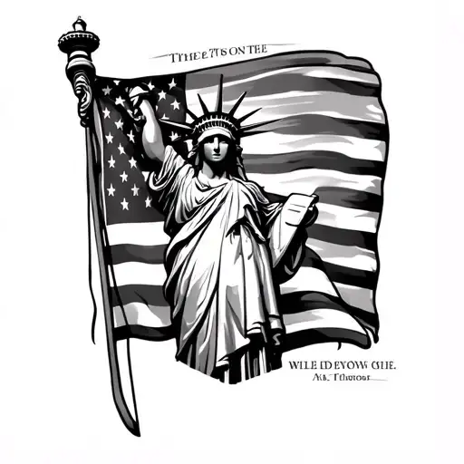 Statue Of Liberty With Flag And Bible Verse