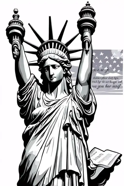 Statue Of Liberty With Flag And Bible Verse