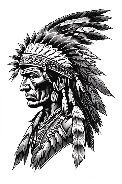 Native American Warrior Sleeve Tattoo Design