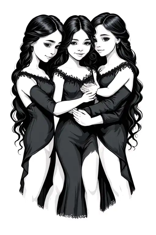 5 Sisters Holding Hands Holding